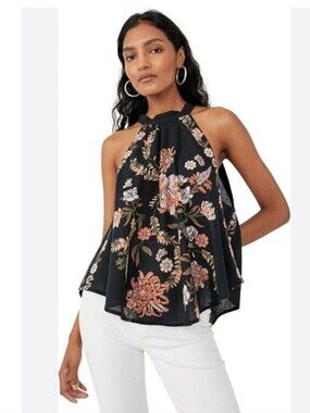 Free People Emily Floral Print Top Size S